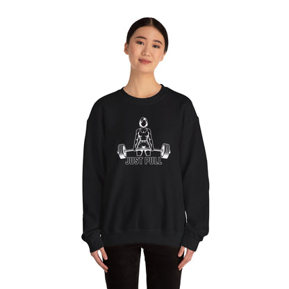 Women's 'JUST PULL' Barbell Pullover Crewneck