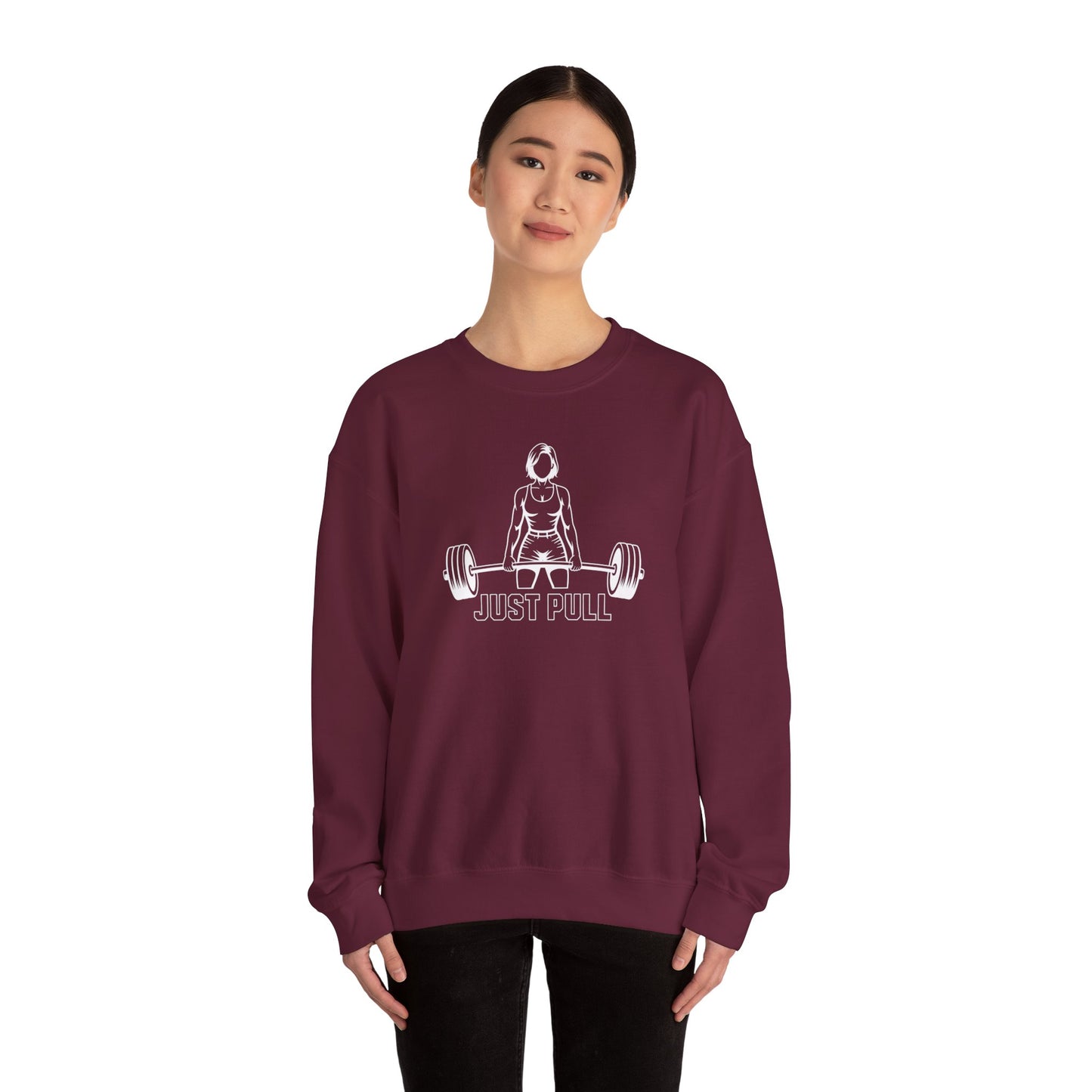 Women's 'JUST PULL' Barbell Pullover Crewneck