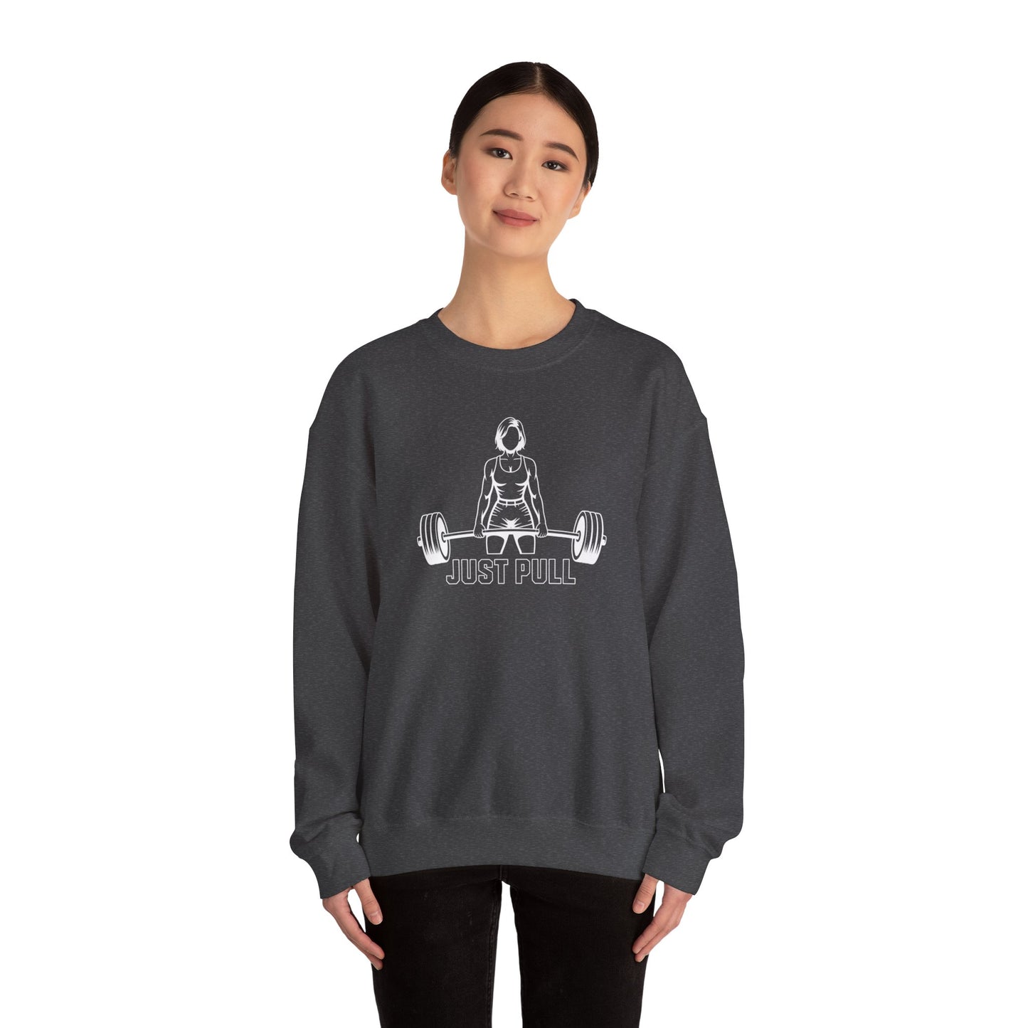 Women's 'JUST PULL' Barbell Pullover Crewneck
